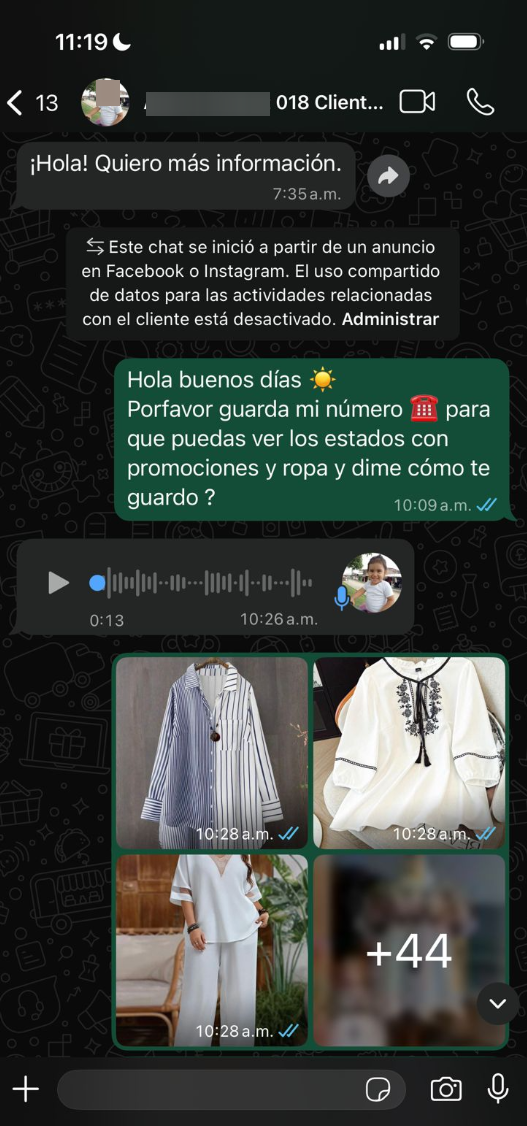 WhatsApp Business configured for a retail business